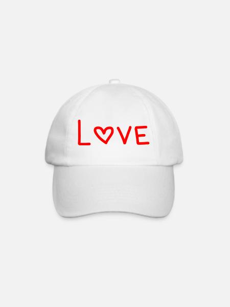 Rot gestreiftes Herz-Liebes-Design - Baseballkappe - Weiß/Weiß