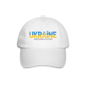 Ukrainischer Dreizack Friedensdesign - Baseballkappe - Weiß/Weiß - Vorne