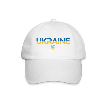 Ukraine Flagge Dreizack Emblem Kunst - Baseballkappe - Weiß/Weiß - Vorne
