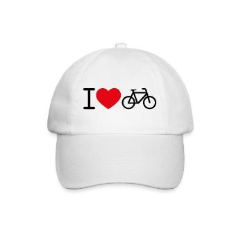 I Love Bicycle / Ich liebe Fahrräder - Baseballkappe - Weiß/Weiß - Vorne