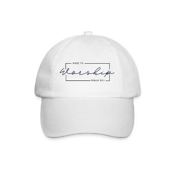 🙏Zum Gottesdienst gemacht – Psalm 95,1 Christliches T-Shirt - Baseballkappe - Weiß/Weiß - Vorne