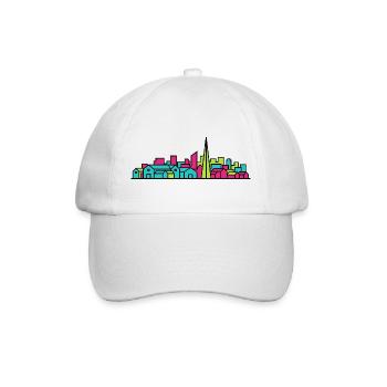 Livingston City Skyline Moderne Linienzeichnung - Baseballkappe - Weiß/Weiß - Vorne