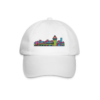 Lucerne City Skyline Chapel Bridge Line Art - Baseballkappe - Weiß/Weiß - Vorne