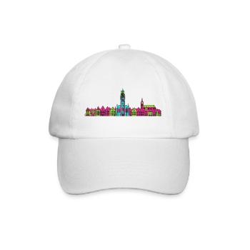 Genter Stadtsilhouette Drei Türme Moderne Kunst - Baseballkappe - Weiß/Weiß - Vorne
