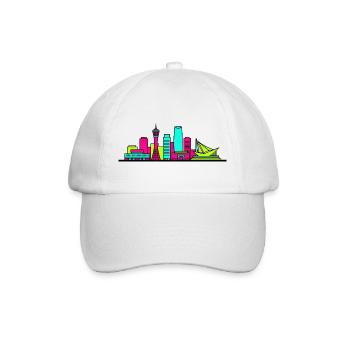 Kobe City Skyline Hafenturm Moderne Linienkunst - Baseballkappe - Weiß/Weiß - Vorne