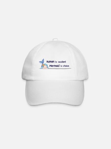 Mermaid by Choice – Magischer Aquarell Spruch - Baseballkappe - Weiß/Weiß