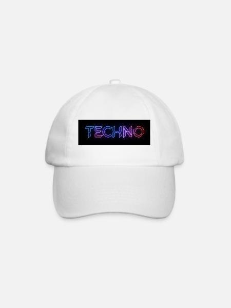 Techno Neon Glitch Text - Baseballkappe - Weiß/Weiß