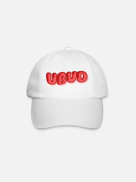 Ubud Bubble Schrift Design - Baseballkappe - Weiß/Weiß