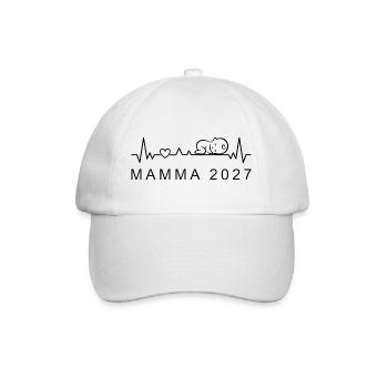 Futura Mamma 2027 Battito Cardiaco Gravidanza - Baseballkappe - Weiß/Weiß - Vorne