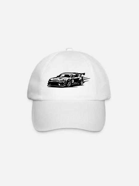 Auto Rennauto - Baseballkappe - Weiß/Weiß