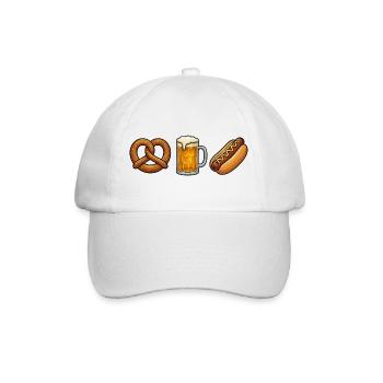 Brezel Maßkrug Bratwurst Volksfest Trachten Ersatz - Baseballkappe - Weiß/Weiß - Vorne