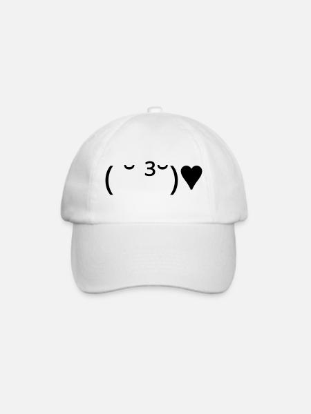 Kuss Emote ( ˘ ³˘)♥ Herz Kaomoji - Baseballkappe - Weiß/Weiß