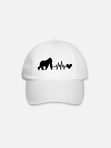 Affe Herzschlag Herz - Baseballkappe - Weiß/Weiß