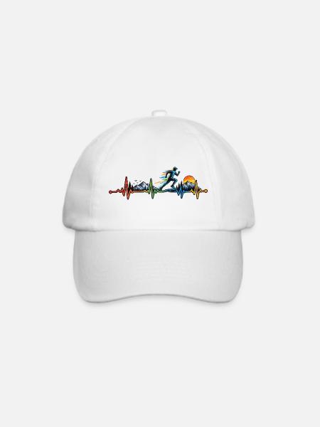 Marathon Running Heartbeat Vintage-T-Shirt - Baseballkappe - Weiß/Weiß