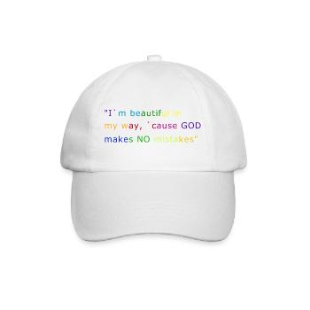 I`m beautiful `cause GOD makes NO mistakes - Baseballkappe - Weiß/Weiß - Vorne