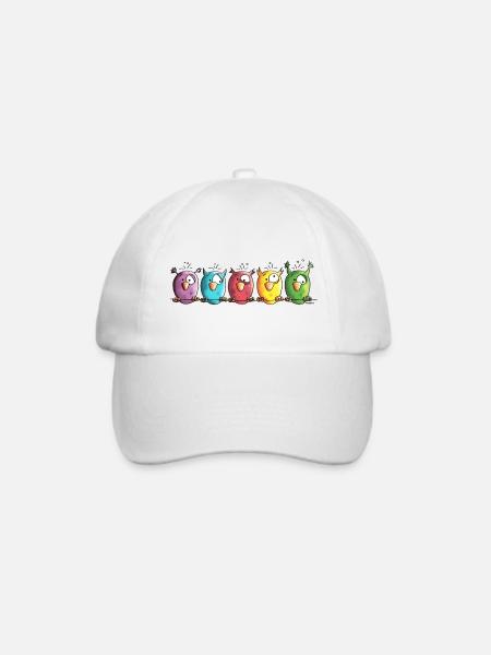 Funny Owls - Eule - Vogel - Baseballkappe - Weiß/Weiß
