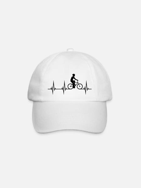 herzschlag fahrrad fahren puls frequenz fahrradfah - Baseballkappe - Weiß/Weiß
