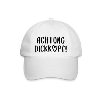 Achtung Dickkopf Spruch Schrift lustiger Spruch - Baseballkappe - Weiß/Weiß - Vorne