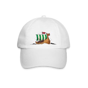 Wikinger Schiff Wikingerschiff Drachenboot Kelten - Baseballkappe - Weiß/Weiß - Vorne