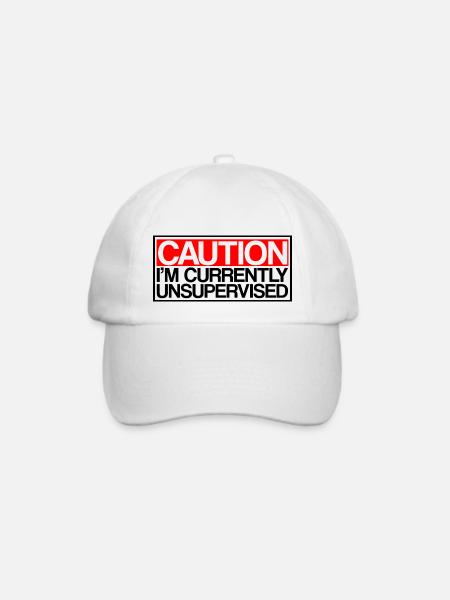 Caution I'm Currently Unsupervised 3 - Baseballkappe - Weiß/Weiß