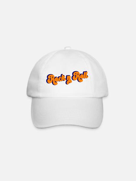 Rock and Roll Design Retro - Baseballkappe - Weiß/Weiß