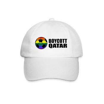 Boycott Qatar Spruch Sprüche Regenbogen - Baseballkappe - Weiß/Weiß - Vorne