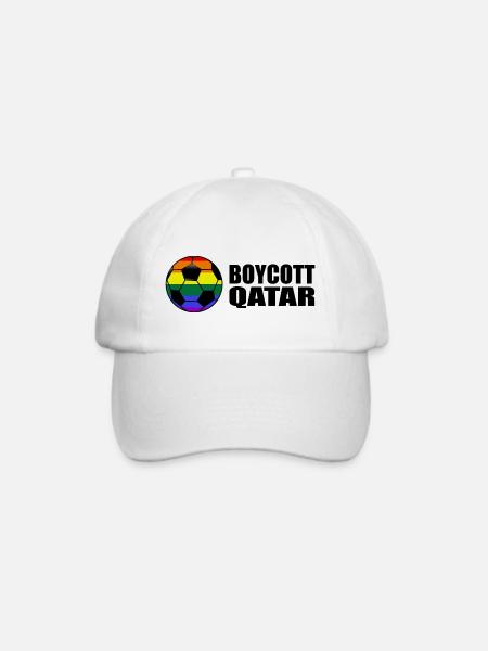 Boycott Qatar Spruch Sprüche Regenbogen - Baseballkappe - Weiß/Weiß