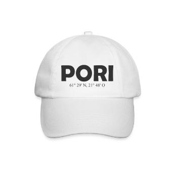 Pori - Finland - Coordinates - Longitude Latitude - Baseballkappe - Weiß/Weiß - Vorne