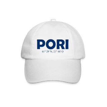 Pori - Finland - Coordinates - Longitude Latitude - Baseballkappe - Weiß/Weiß - Vorne