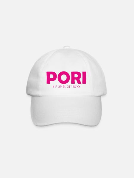Pori - Finland - Coordinates - Longitude Latitude - Baseballkappe - Weiß/Weiß