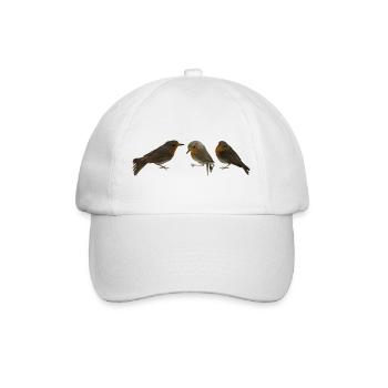 drei Rotkehlchen - Baseballkappe - Weiß/Weiß - Vorne