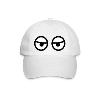 Freche genervte Cartoon-Augen - Digitale Zeichnung - Baseballkappe - Weiß/Weiß - Vorne