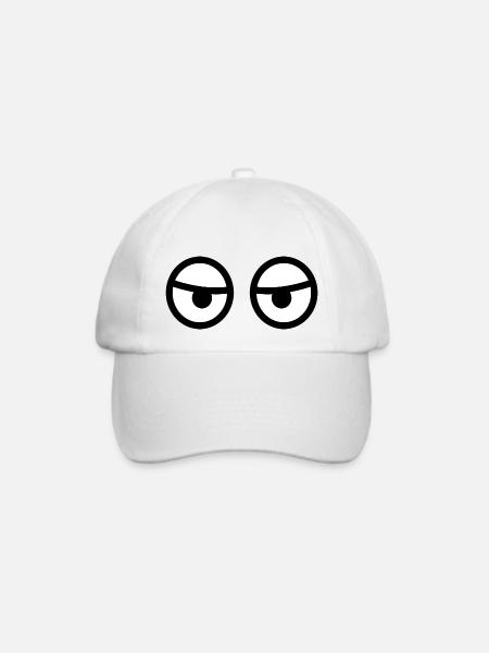 Freche genervte Cartoon-Augen - Digitale Zeichnung - Baseballkappe - Weiß/Weiß