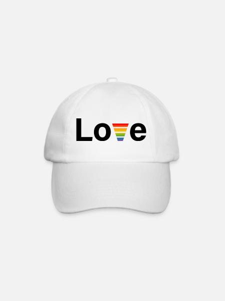 CSD Regenbogen love Shirt - Baseballkappe - Weiß/Weiß
