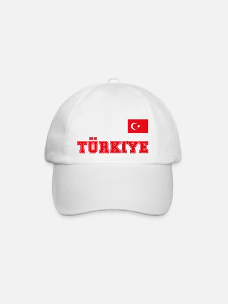Türkei Trikot Look – TÜRKIYE - Fahne Flagge Brust - Baseballkappe - Weiß/Weiß