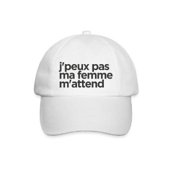 Ich kann nicht, meine Frau wartet auf mein Geburtstagsgeschenk - Baseballkappe - Weiß/Weiß - Vorne