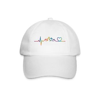 Bunte Berglandschaft mit Herzmotiv - Baseballkappe - Weiß/Weiß - Vorne