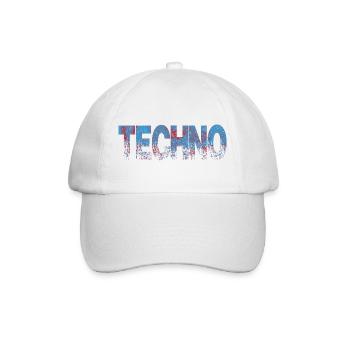 Techno Distressed Text Art - Baseballkappe - Weiß/Weiß - Vorne