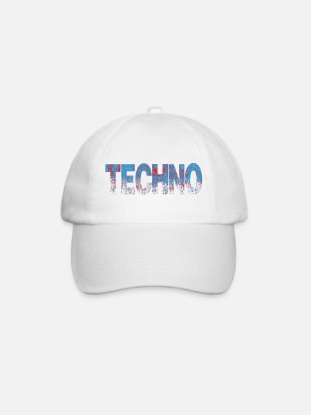 Techno Distressed Text Art - Baseballkappe - Weiß/Weiß