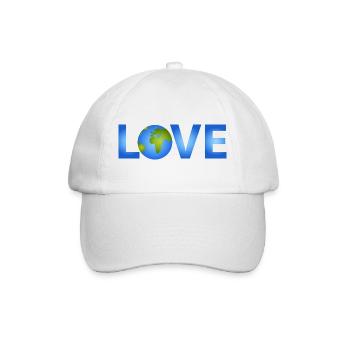 Blauer Planet Erde im LOVE-Schriftzug - Baseballkappe - Weiß/Weiß - Vorne