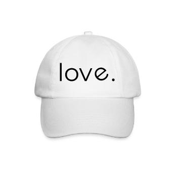 Minimal Black – Clean Statement T-Shirt - Love - Baseballkappe - Weiß/Weiß - Vorne