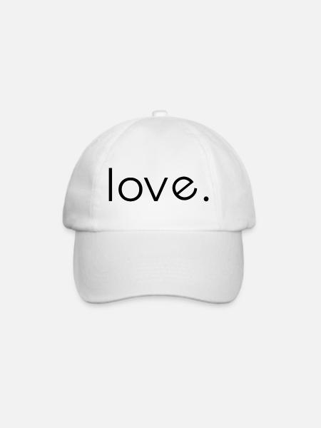 Minimal Black – Clean Statement T-Shirt - Love - Baseballkappe - Weiß/Weiß