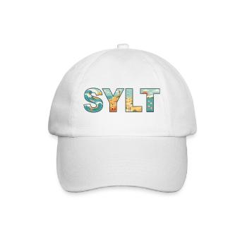 SYLT – Inselleben im Buchstaben-Design - Baseballkappe - Weiß/Weiß - Vorne