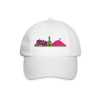 Edinburgh City Skyline Castle Moderne Linienkunst - Baseballkappe - Weiß/Weiß - Vorne