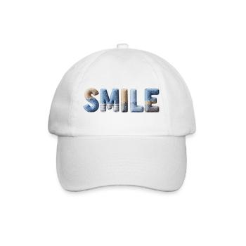Smile Patchwork Trend Lettering Stil Handmade - Baseballkappe - Weiß/Weiß - Vorne