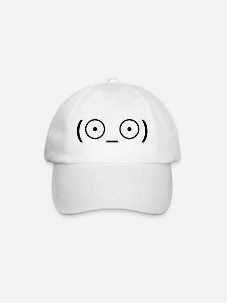 Schock Emote (☉_☉) große Augen Kaomoji - Baseballkappe - Weiß/Weiß