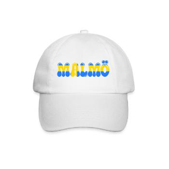 Malmö Blau-Gelb, Typo-Stadt, Schweden, - Baseballkappe - Weiß/Weiß - Vorne