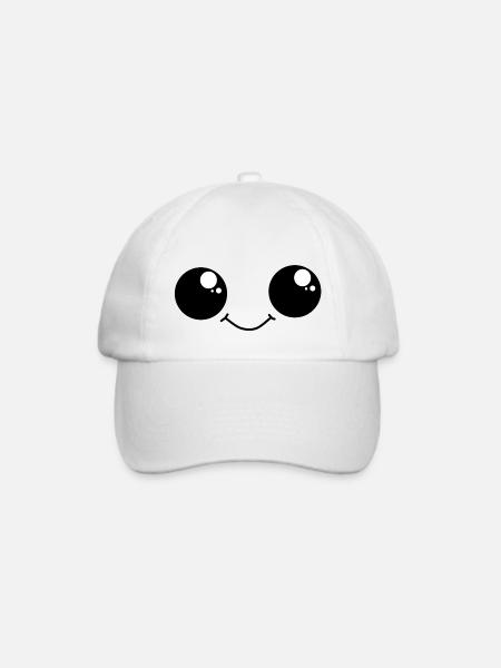 Cute Smiley with big eyes - Baseballkappe - Weiß/Weiß