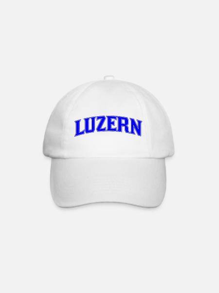 Luzern Neon Schriftzug Blau - Baseballkappe - Weiß/Weiß