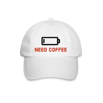 Need Coffee - Baseballkappe - Weiß/Weiß - Vorne